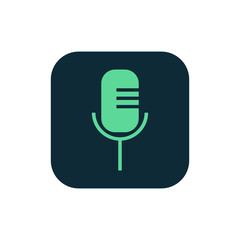 Microphone icon vector, clip art. Also useful as logo, square app icon, web UI element, symbol, graphic image, silhouette and illustration.