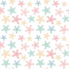 Naklejka na ściany i meble Seamless pattern with sea stars