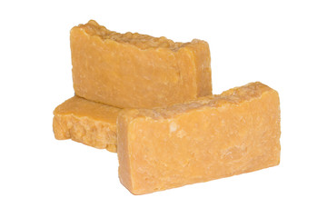 Natural soaps on a white background