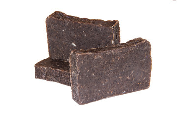 Natural soaps on a white background