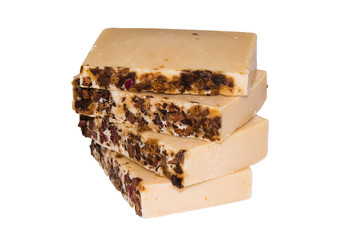 Natural soaps on a white background