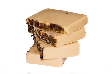 Natural soaps on a white background