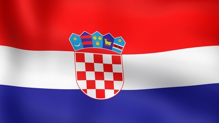 Flag Croatia, fluttering in the wind. 3D rendering.