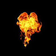 Fototapeta premium Fire flames collection isolated on black background