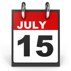 Fototapeta premium July 15. Calendar on white background.