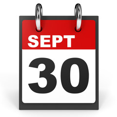 September 30. Calendar on white background.