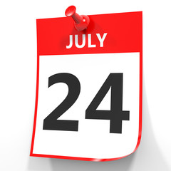 July 24. Calendar on white background.