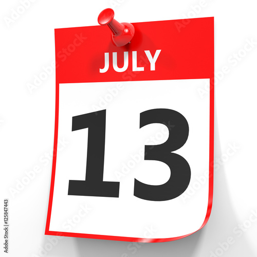 "July 13. Calendar on white background." Stock photo and royaltyfree