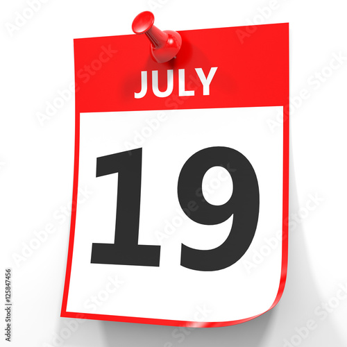 "July 19. Calendar on white background." Stock photo and royaltyfree