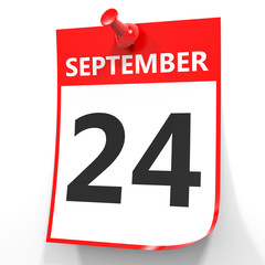 September 24. Calendar on white background.