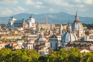 Foto op Plexiglas Panoramisch uitzicht over Rome vanaf Castel Sant& 39 Angelo, Italië. © ilijaa