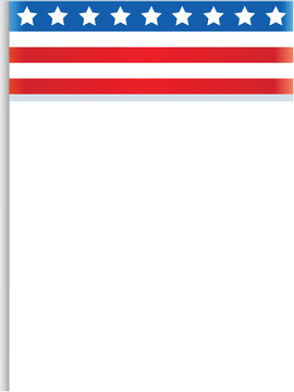 American flag frame white blank with copy space for your text and images.
