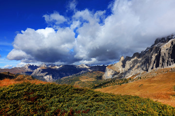 Autumn alpine landscape in the Dolomites, Italy, Europe