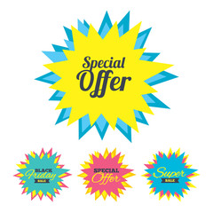 Sale stickers and banners. Special offer sign icon. Sale symbol. Star labels. Vector