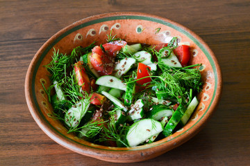 Diet Salad in plate on table