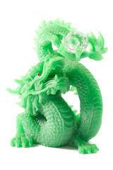jade chinese dragon sculpture on white background