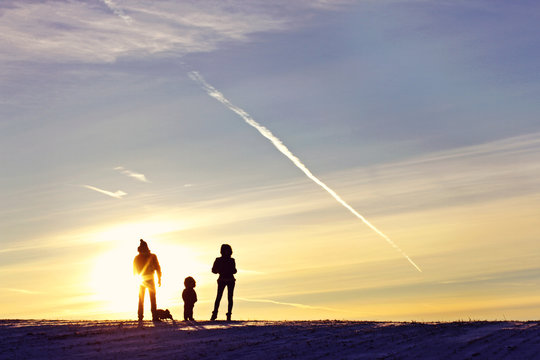 Winter Family Silhouette 