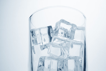 glass with ice cubes