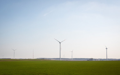 Fototapeta na wymiar Wind turbines in nature