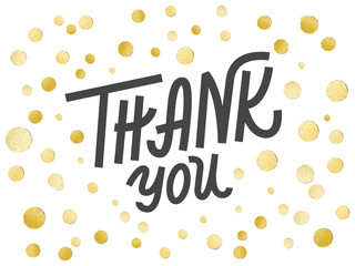Gold leaf boho chic style thank you greeting card with shiny gol © kasha_malasha
