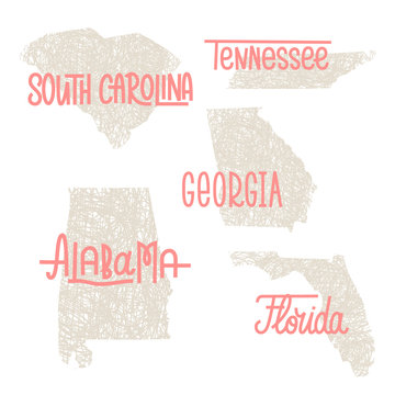 South Carolina, Tennessee, Georgia, Alabama, Florida USA state o