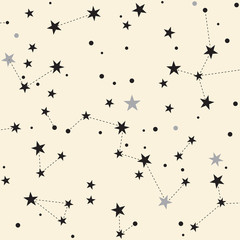 Stars. Pale background. Retro texture. Seamless pattern.