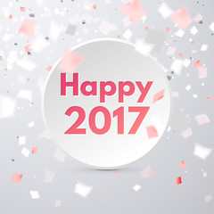 Happy 2017 holiday banner in calm clean colors with flying red a