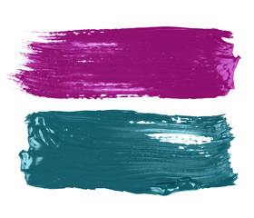  colorful strokes closeup of paint or nail polish on white backg