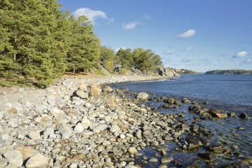 Pebble beach in Nynashamn. Nynashamn is located far south in Sodertorn, 58 kilometers south of Stockholm.