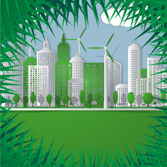 Vector  illustration of Green city. Eco concept. Banner template vector design. 