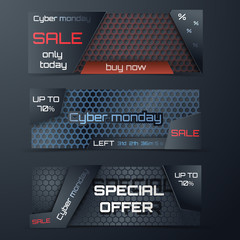 Cyber Monday sale banner set.