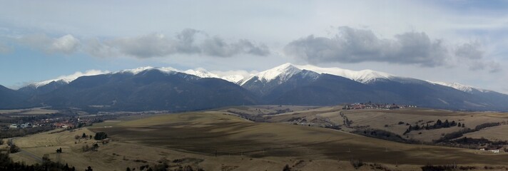 Village under mountains