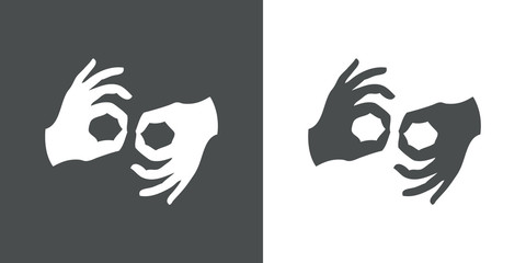 Icono plano lenguaje de signos gris
