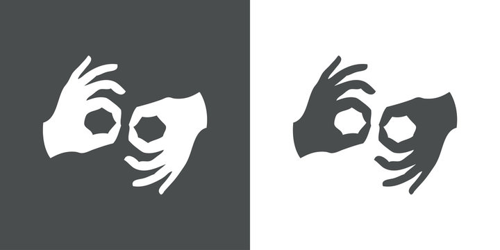 Icono plano lenguaje de signos gris