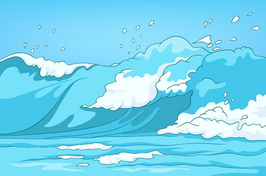 Cartoon background of sea landscape.