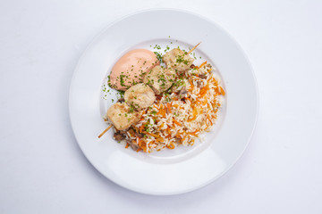 chicken kebab with rice