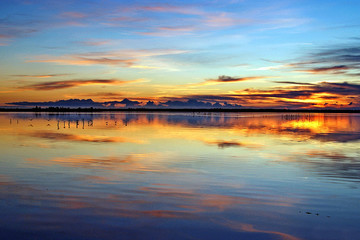 Fototapeta na wymiar sunset and reflections