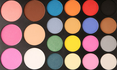 Colorful eye shadow palette, top view