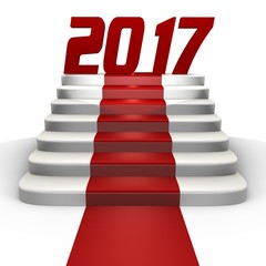 New year 2017 on a red carpet - a 3d image 