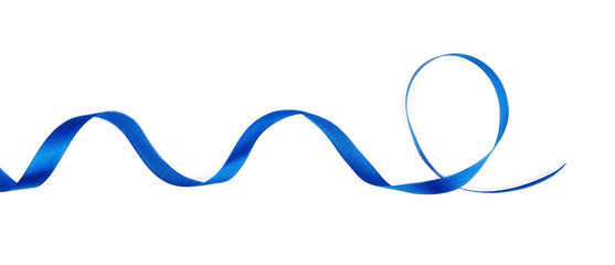 Blue ribbon on white background