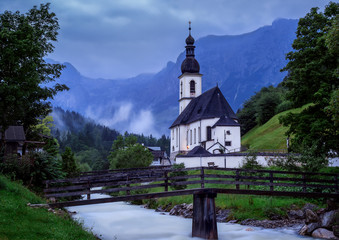 Fototapeta na wymiar The Church of Ramsau village in Germany