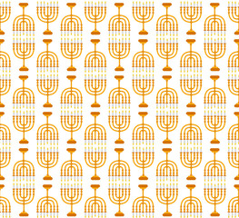 Hanukkah seamless pattern. Hanukkah background with Menorah. Happy Hanukkah Festival of Lights, Feast of Dedication seamless texture. Hanukkah seamless background. Vector illustration