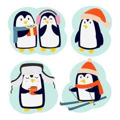 Penguin set vector characters