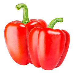 Red sweet peppers isolated on white background