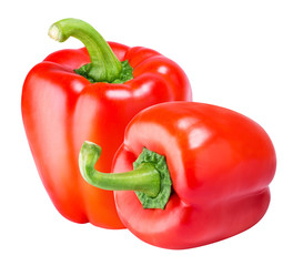 Red sweet peppers isolated on white background