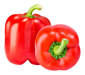 Red sweet peppers isolated on white background