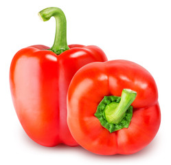 Red sweet peppers isolated on white background