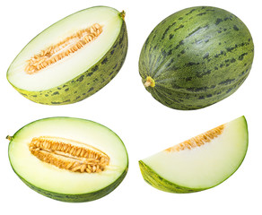 Group of green melons isolated on white background