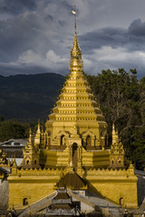 Fototapeta premium Stupa at sunset, Yadana Man Aung Phaya Pagoda, Nyaungshwe, Inle Lake, Myanmar