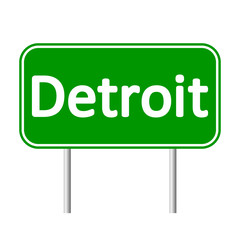 Detroit green road sign.